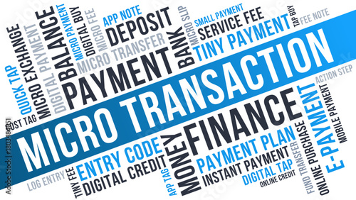 Micro Transaction Word Cloud, Digital Finance tiny payment and small transfer terms