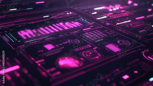 Digital dashboard displaying data analytics and user interface information