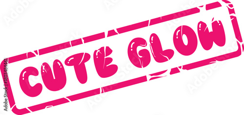 Vibrant hot pink Cute Glow rubber stamp impression adds charm to designs