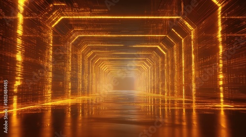 Fototapeta Naklejka Na Ścianę i Meble -  Digital data tunnel cyberspace technology future computing