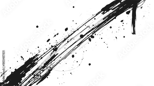 Black ink brush stroke arrow pointing upwards isolated on