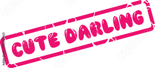 Adorable Darling Stamp Graphic with Bubbly Pink Lettering for Sweet Expressions