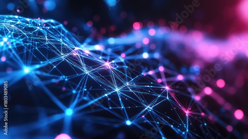 Wallpaper Mural Abstract network connecting dots and lines in digital space Torontodigital.ca