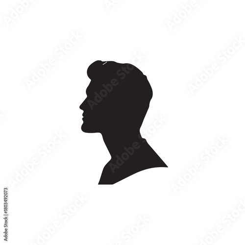 Black and White Handsome Man Illustration in Clean Vector Line Art Style on Minimal Background