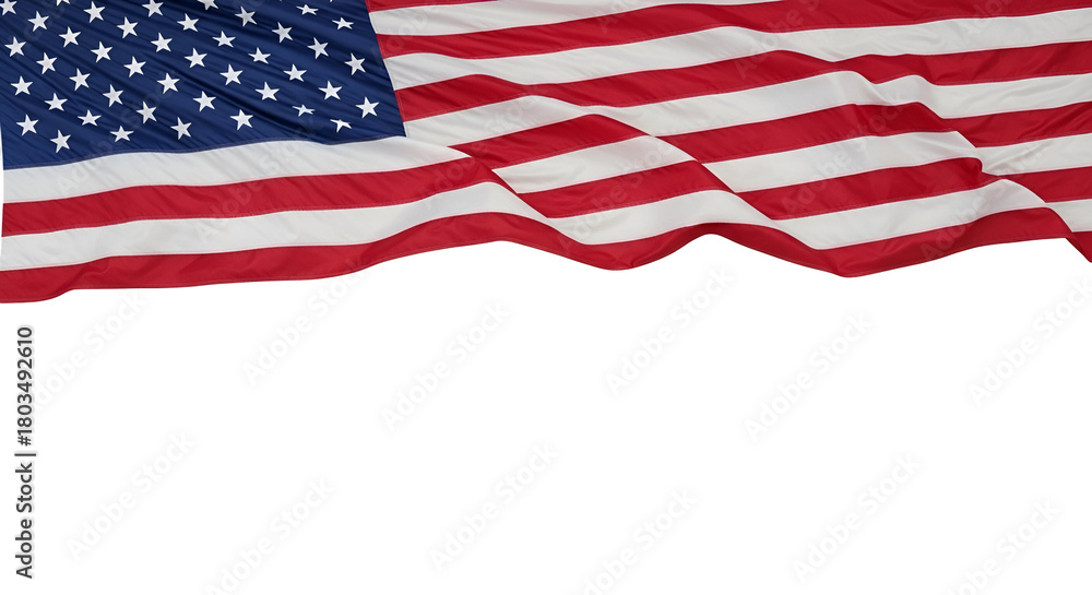 Fototapeta premium Waving American Flag with Stars and Stripes Symbolizing Patriotism and National Pride Perfect for Memorial Day or Independence Day Celebrations United States Symbol Emblem