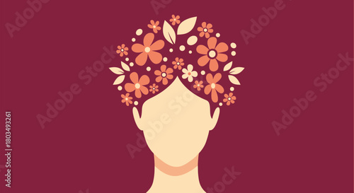 Floral crown silhouette art for spring celebrations, modern design for beauty products, elegant feminine style, perfect for branding and springtime events