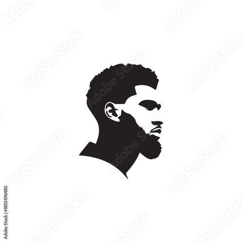 Black and White Handsome Man Illustration in Clean Vector Line Art Style on Minimal Background