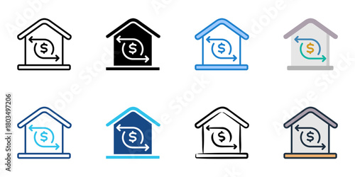 Refinance icon set multiple style collection 

