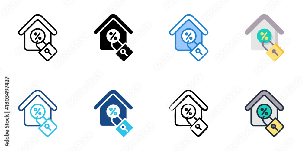 Obraz premium Fixed rate mortgage icon set multiple style collection 