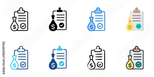 Loan approval icon set multiple style collection 
