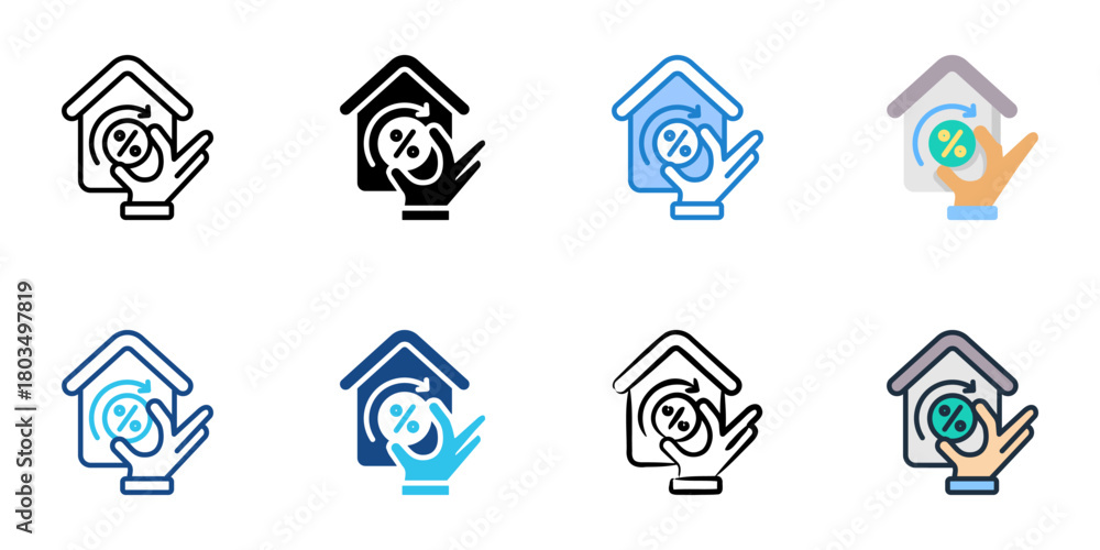 Obraz premium Adjustable rate mortgage icon set multiple style collection 