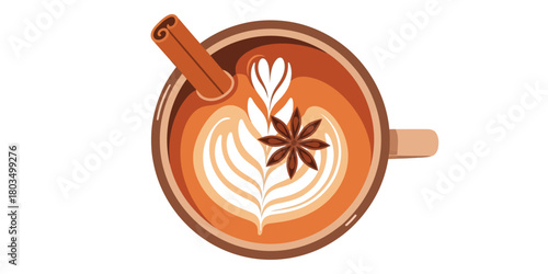 Cozy Cinnamon Spice Latte Art in a Mug - A Warm Autumnal Beverage Experience