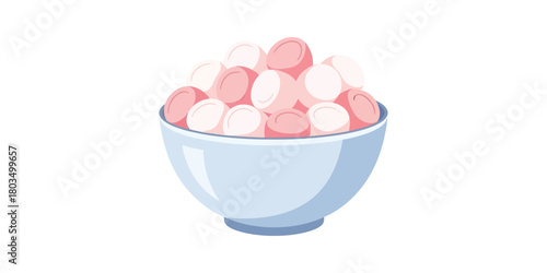 Bowl of Colorful Marshmallows A Sweet Treat Illustration