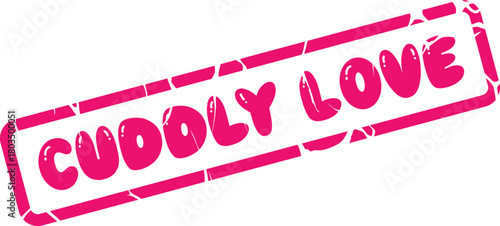 Playful Cuddly Love Pink Bubble Gum Text Stamp for Heartfelt and Loving Communications