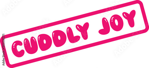 Playful Cuddly Joy Pink Bubble Gum Text Stamp for Happy and Expressive Messaging