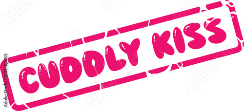 Playful Cuddly Kiss Pink Bubble Gum Text Stamp for Affectionate and Loving Messages