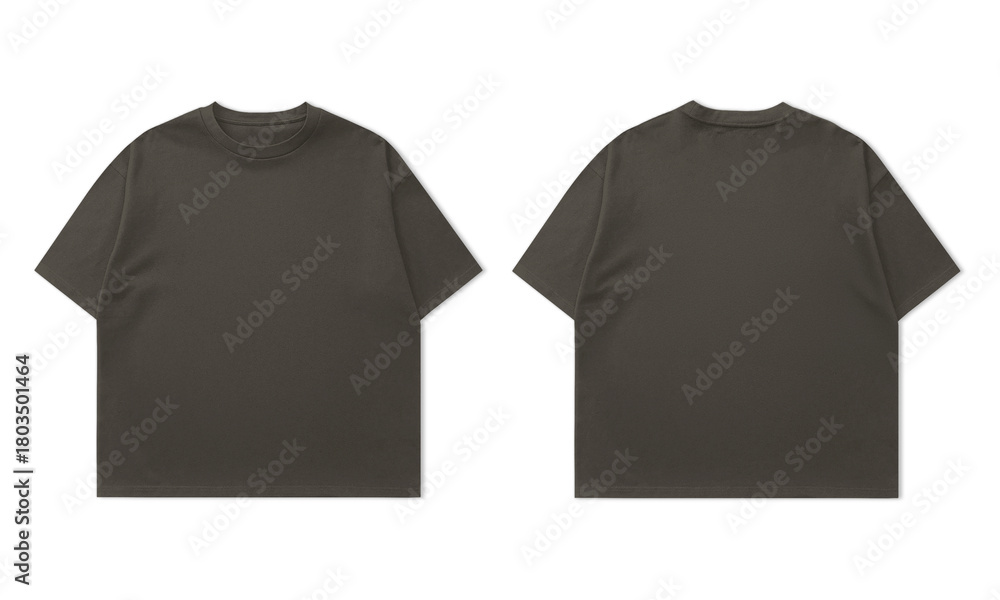 Fototapeta premium Modern oversized olive tee shirt mockup front and back views for apparel branding and design projects