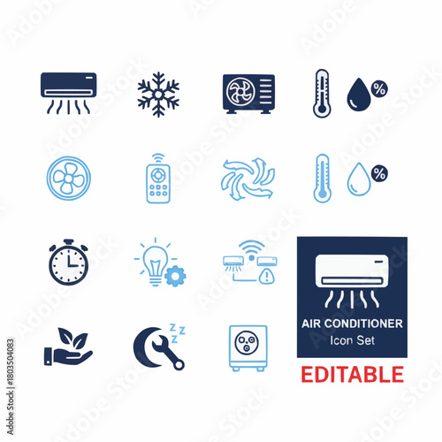 Editable AC Settings Vector Icons