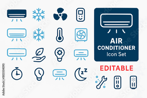 Editable AC Settings Vector Icons