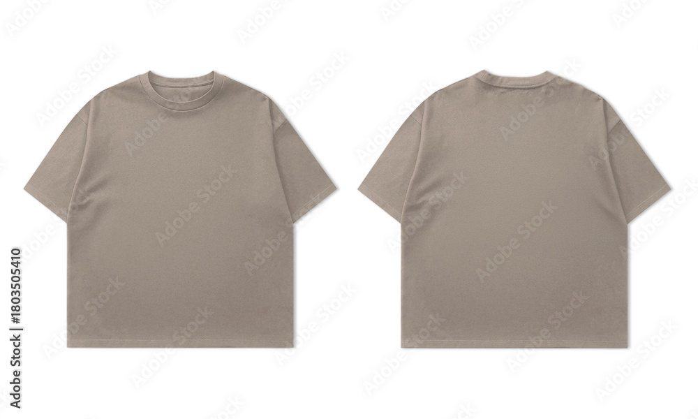 Naklejka premium Stylish taupe t-shirt mockup front and back view for apparel design perfect for showcasing your brand with a modern, clean aesthetic