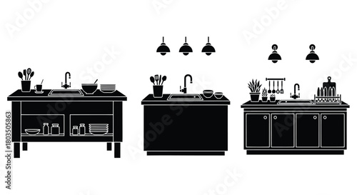 Kitchen sink vector illustration design interior countertop
