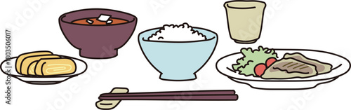 健康的な食生活の朝食イラスト