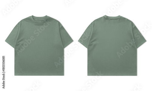 Trendy olive green t-shirt mockup showcasing front and back views for apparel design presentations