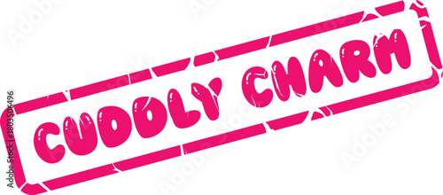 Cuddly Charm Pink Rubber Stamp Design with Distressed Texture for Playful Branding