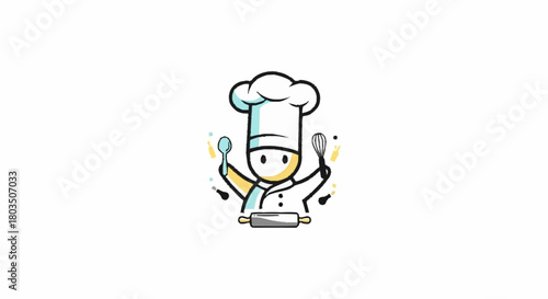 Cute Culinary Chef Mascot – Simple Flat Character for Restaurant Branding