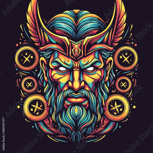 Vibrant Portrait of the Greek God Ares Embodiment of Warfare and Strength