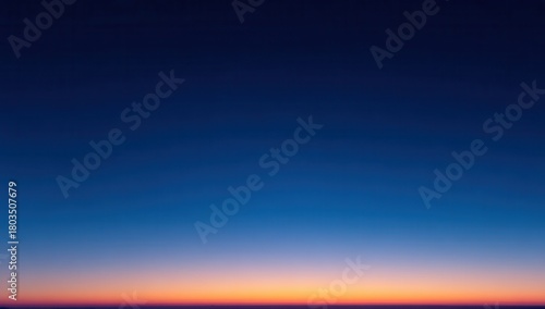 Peaceful twilight sky gradient with warm orange pink purple and cool blue colors. Serene sunset atmosphere with subtle horizon line creating tranquil evening scene.