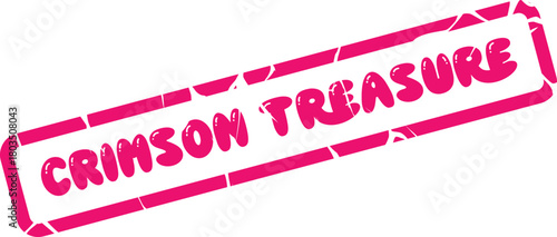 Eye catching crimson treasure stamp design with bold white lettering for special marking