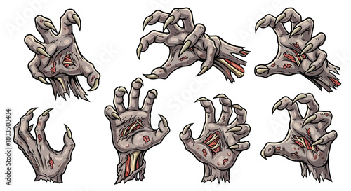 Creepy Pixel Art Undead Hand Sprites for Spooky Game Development and Horror Themes