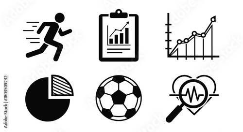 Sports health performance data analysis vector icon illustration