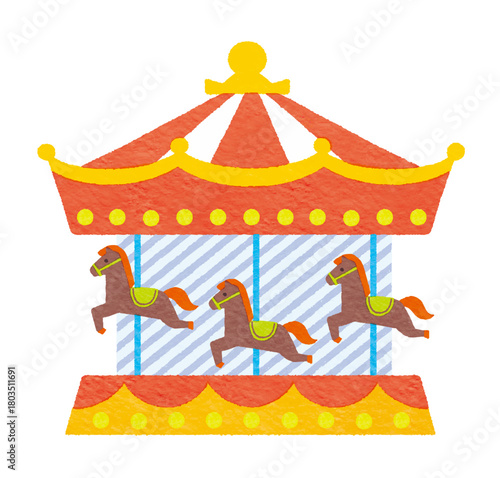 メリーゴーランド　回転木馬　イラスト