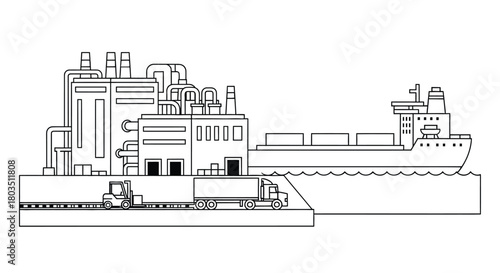 Industry factory shipping logistics transportation cargo vector