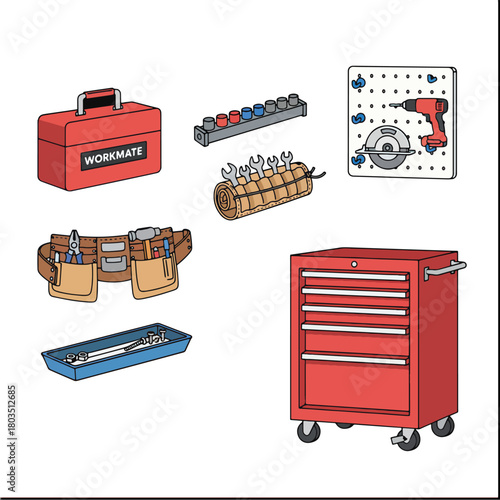 Collection of assorted tools and tool storage solutions.