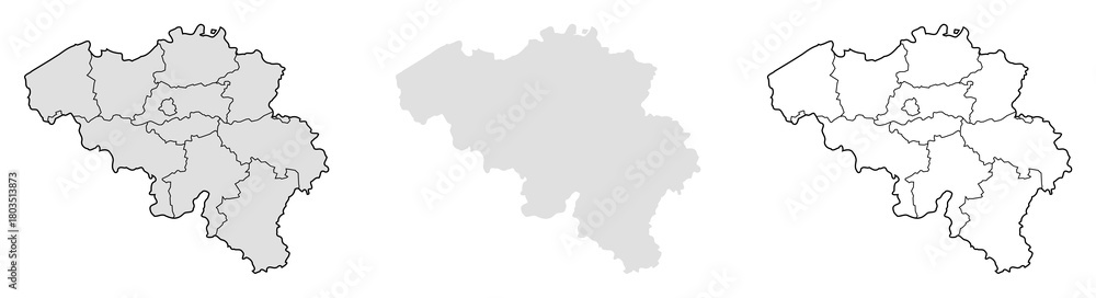 Naklejka premium Belgium country vector map showing provinces, borders, outline, and silhouette. Useful for geography, education, travel.