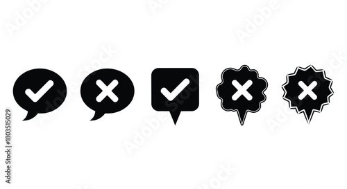 Check mark and cross mark icons in speech bubble vector design