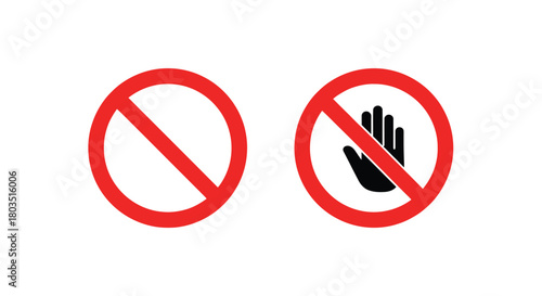 Prohibition sign with a red circle and a hand gesture indicating no entry