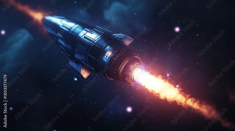 Fototapeta premium Rocket spaceship launching into deep space cosmic exploration