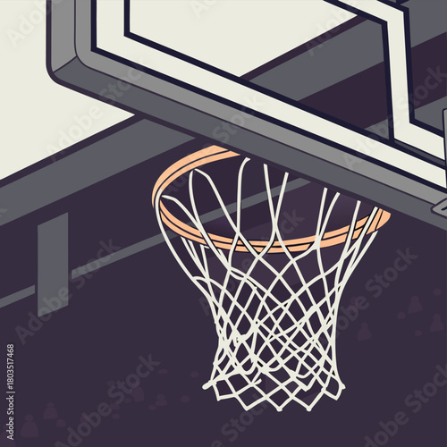 Slam Dunk Perspective: A unique perspective captures the essence of a basketball hoop, showcasing its detailed design and the anticipation of the game.