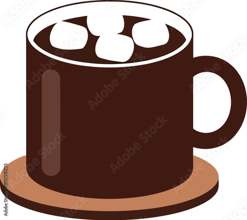 Hot chocolate with marshmallows on a cold winter day illustration graphic