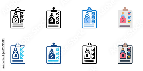 Mortgage prequalification icon set multiple style collection 

