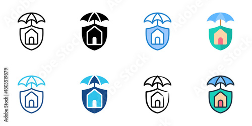 Mortgage insurance icon set multiple style collection 
