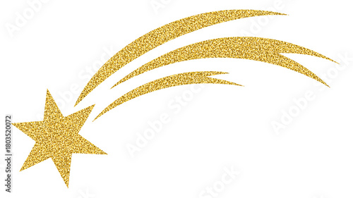 Golden glitter shooting star for festive Christmas holiday season