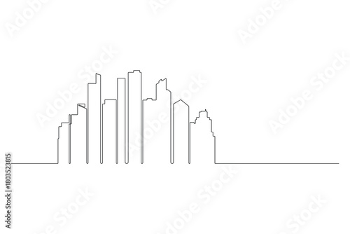 Outline drawing of urban skyline buildings cityscape architecture simple design