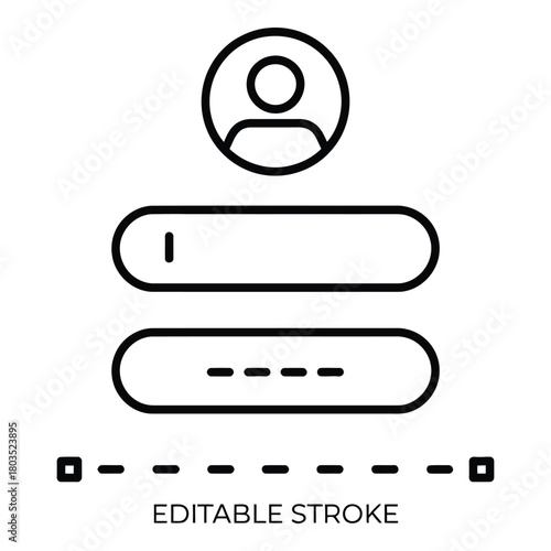 Login form design for web or mobile applications in outline style