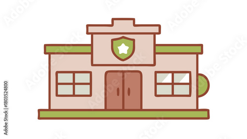 A cartoon illustration of a police station building icon