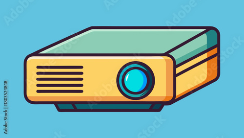 A Cartoon Overhead Projector Icon on a Blue Background